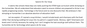 Sarah Boyko -- "Spoons for Our Soup"