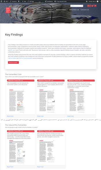 WE1S Key Findings page (screenshot)