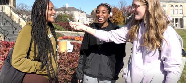 Students interviewing students in "Arts and Humanities -- What Are They?" video